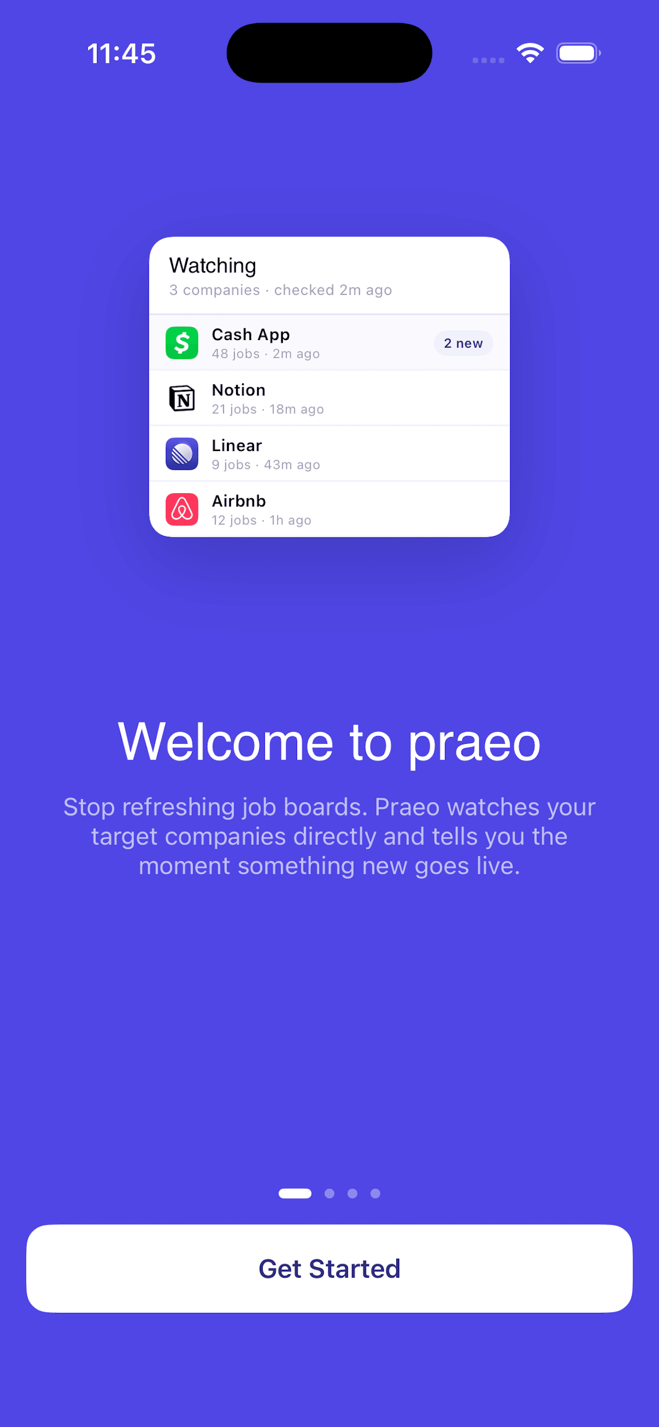 Praeo app screen